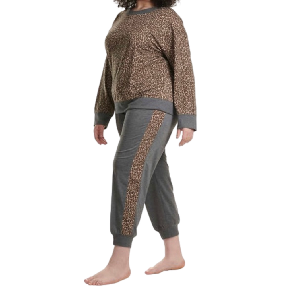 Splendid Leopard Print Brown and Gray Women’s Pajama Set